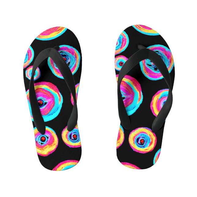 Colourful Vivid Pattern Design Kid's Jandals (Footbed)