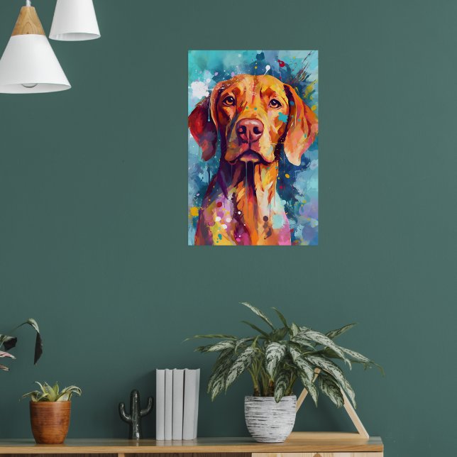 Colourful Vizsla art Poster (Living Room 1)