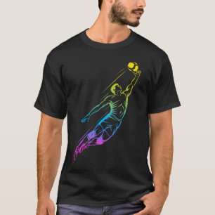 Colourful Volleyball Athlete Diving Save T-Shirt