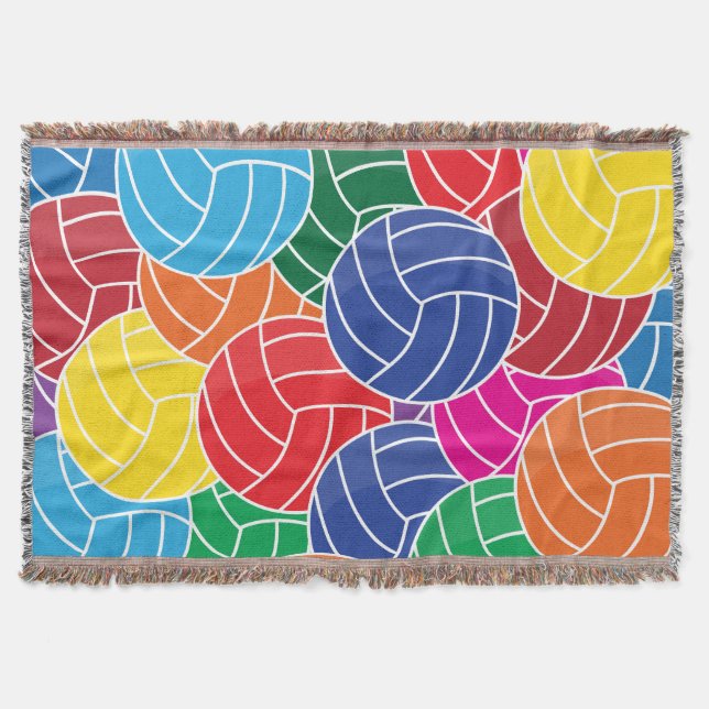 Colourful Volleyball Collage Throw Blanket (Front)