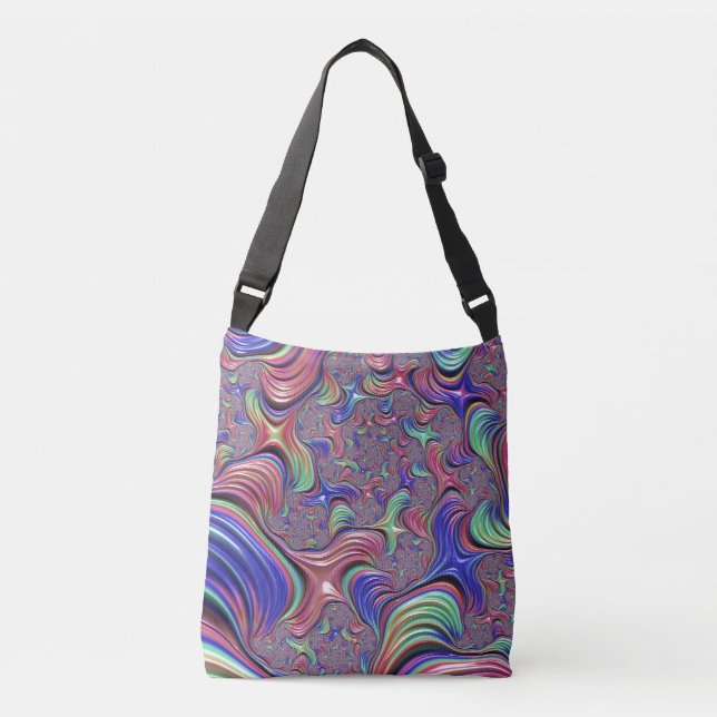 Colourful Vortex Abstract Trippy Spiral Fractal Crossbody Bag (Front)
