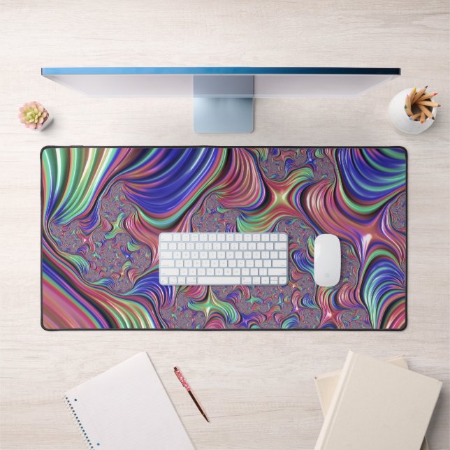 Colourful Vortex Abstract Trippy Spiral Fractal Desk Mat (Office 1)