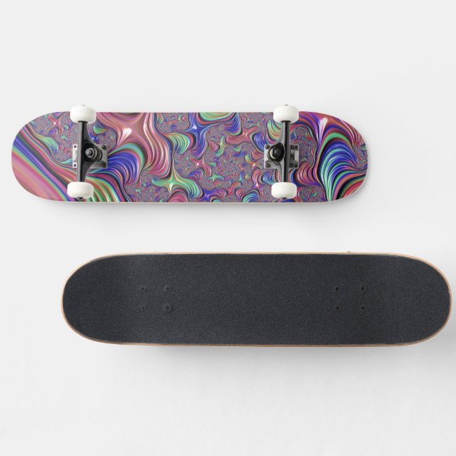 Colourful Vortex Abstract Trippy Spiral Fractal Skateboard (Horz)