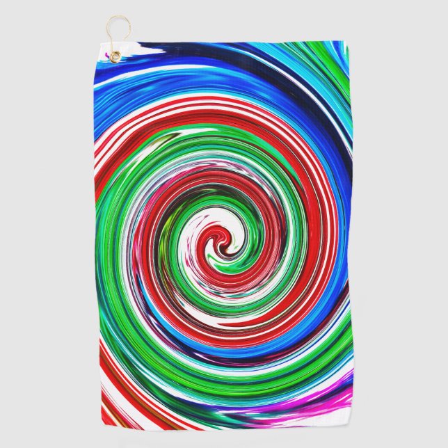 Colourful vortex golf towel (Front)
