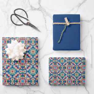 Colourful Vortex Tile Pattern Wrapping Paper Sheet