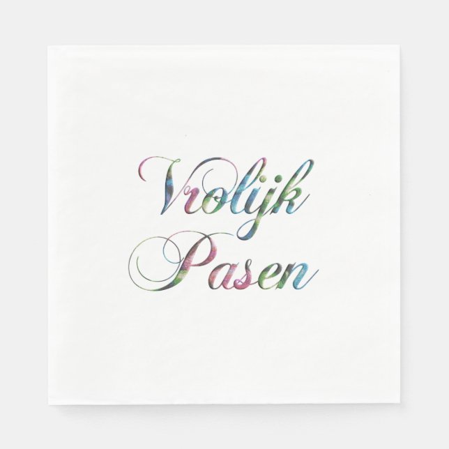 Colourful Vrolijk Pasen Dutch Language Happy Easte Napkin (Front)