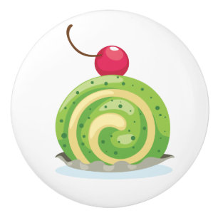 Colourful Wacky Green Sugar Plum Illustration Ceramic Knob
