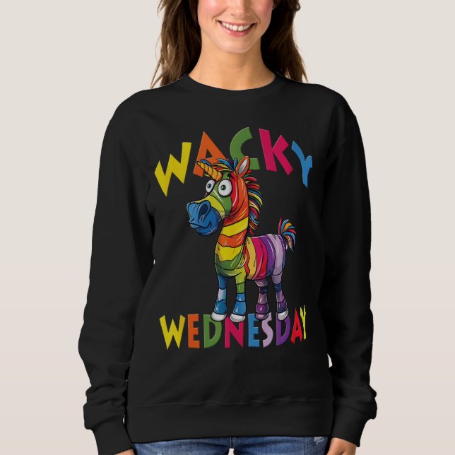 Colourful Wacky Wednesday Zebra Unicorn Sweatshirt (Front)