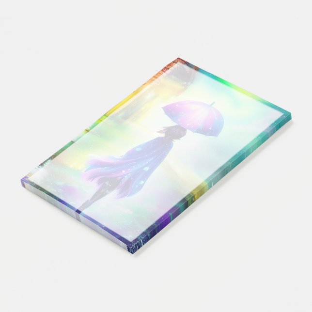 Colourful walk in the rain  post-it notes (Angled)