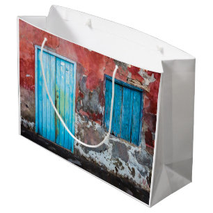 Colourful wall, door and shutters large gift bag