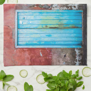 Colourful wall, door and shutters tea towel