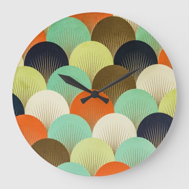 Colourful wallpaper: artistic design. large clock (Front)