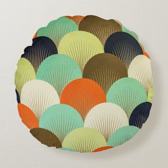 Colourful wallpaper: artistic design. round cushion (Front)