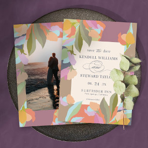 Colourful Warm Floral Elegance Boho Wedding Save The Date