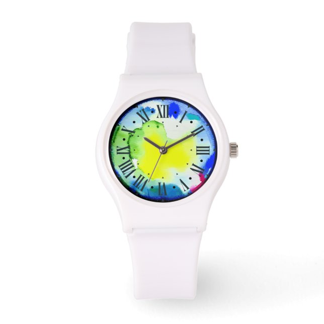 colourful watch dial in abstract watercolor look (Front)