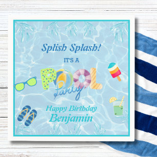 Colourful Water Boys Swimming Pool Party Napkins