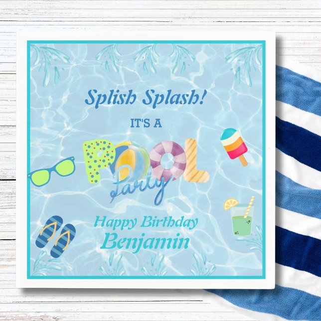 Colourful Water Boys Swimming Pool Party Napkins (Creator Uploaded)