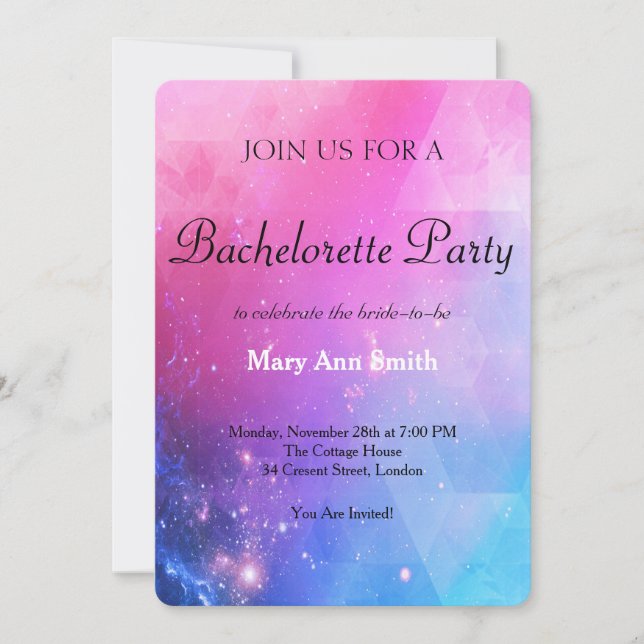 Colourful Water Colour Bachelorette Party Invitation (Front)