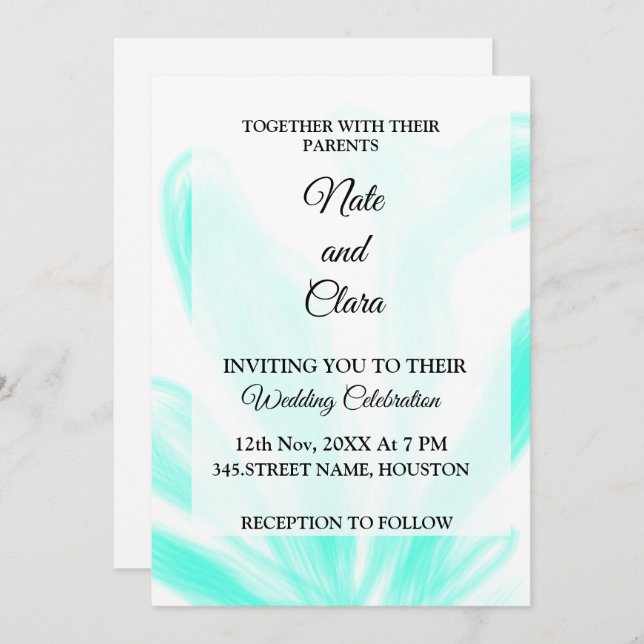 Colourful watercolor abstract add name text invitation (Front/Back)