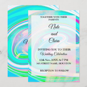 Colourful watercolor abstract add name text invitation