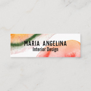 Colourful watercolor abstract art swirls mini business card