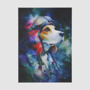 Colourful Watercolor Aviator Dog FC3R Decoupage Tissue Paper