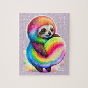 Colourful Watercolor Baby Sloth Jigsaw Puzzle