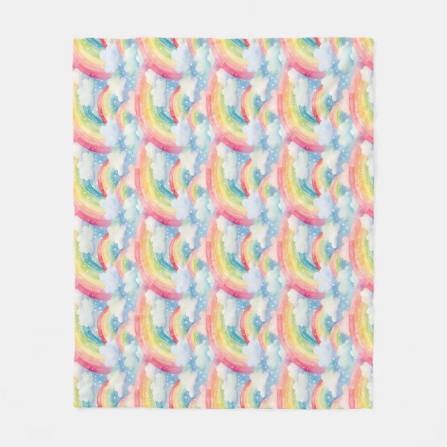 Colourful Watercolor Background with Rainbows Fleece Blanket (Front)