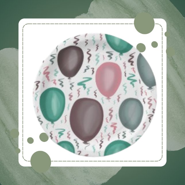 Colourful Watercolor Balloon and Sash  Paper Plate (Creator Uploaded)