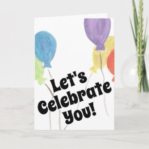 Colourful Watercolor Balloon Celebration Card