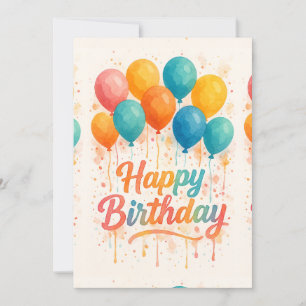 Colourful Watercolor Balloons Birthday Card