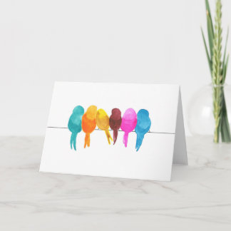 Colourful Watercolor Birds Note Card