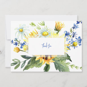 Colourful Watercolor Blue & Yellow Floral Thank Yo You Card