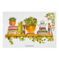 Colourful Watercolor Bookshelf