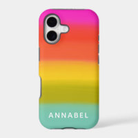 Colourful Watercolor Bright Rainbow Stripes Name
