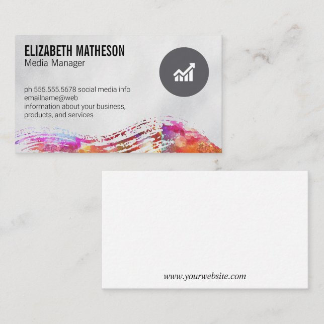 Colourful Watercolor Brushed Business Card (Front/Back)