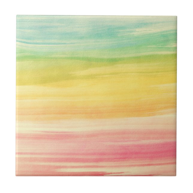 Colourful Watercolor Brushstrokes Tile (Front)