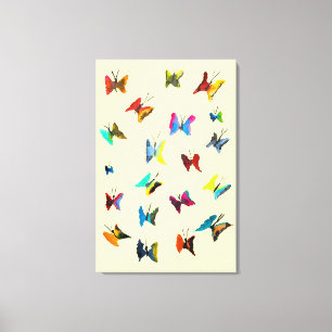 Colourful watercolor butterflies canvas print