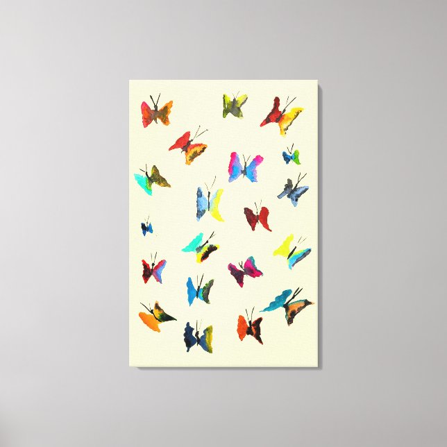 Colourful watercolor butterflies canvas print (Front)