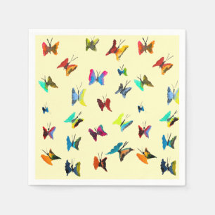 Colourful watercolor butterflies napkin