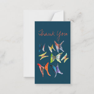 Colourful watercolor butterflies note card