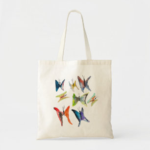 Colourful watercolor butterflies tote bag