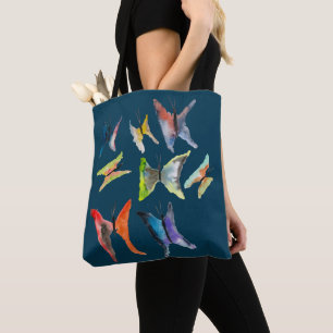 Colourful watercolor butterflies tote bag