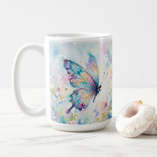 Colourful Watercolor Butterfly Floral Coffee Mug
