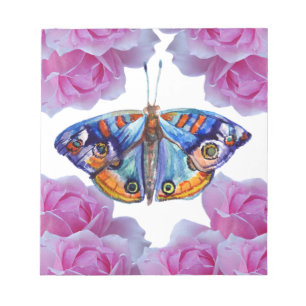 Colourful watercolor butterfly notepad