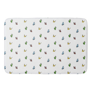 Colourful Watercolor Butterfly Pattern Aesthetic Bath Mat