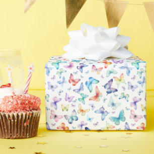 Colourful Watercolor Butterfly Pattern  Wrapping Paper