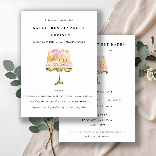 Colourful Watercolor Cake Bakery Cooking Class Invitation (Creator Uploaded)