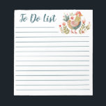 Colourful Watercolor Chicken Folk Art To Do List Notepad<br><div class="desc">A cute to do list notepad with a colourful watercolor folk art chicken. So cute for prioritising your tasks. Designed for you by Blackberry Boulevard.</div>