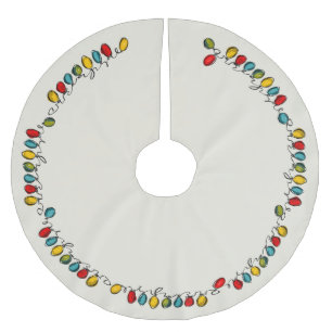 Colourful Watercolor Christmas String Lights Brushed Polyester Tree Skirt